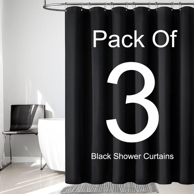 LLSCL 3 Pack Fabric Shower Curtain Liner with Magnets, Shower Curtain with Rustproof Metal Gromments and Waterproof Hotel Quality, 72 x 72 Machine Washable - Image 1
